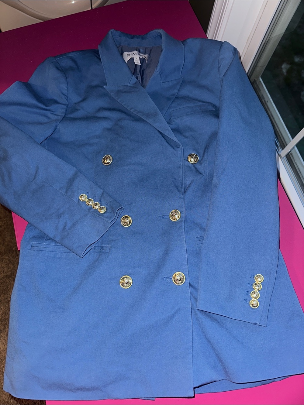 10 Crosby Derek Lam Blue Double-Breasted Blazer